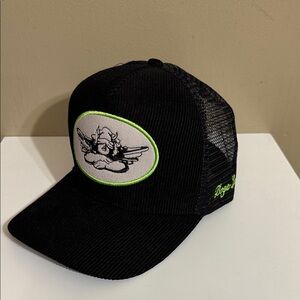 Boys Lie Black Mesh Hat with Neon Green Embroidery